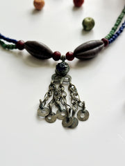 Ethnic Beaded Necklace with Vintage Afghani Pendant