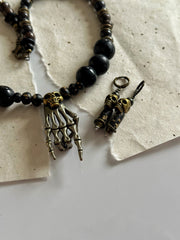 Antique Silver Rock n Roll Skull Necklace