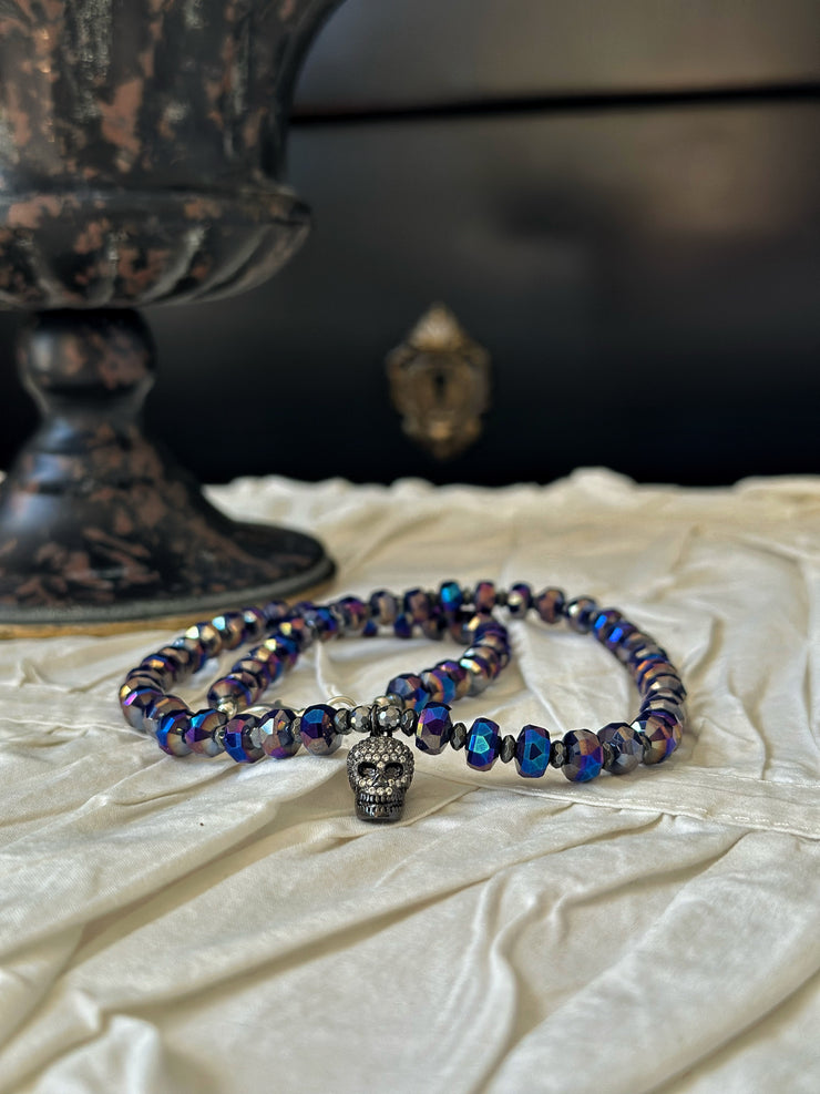 Blue Crystal Skull Necklace