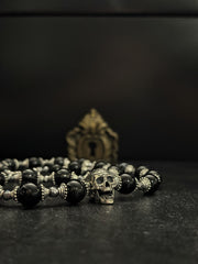 Black Onyx Silver Skull Necklace