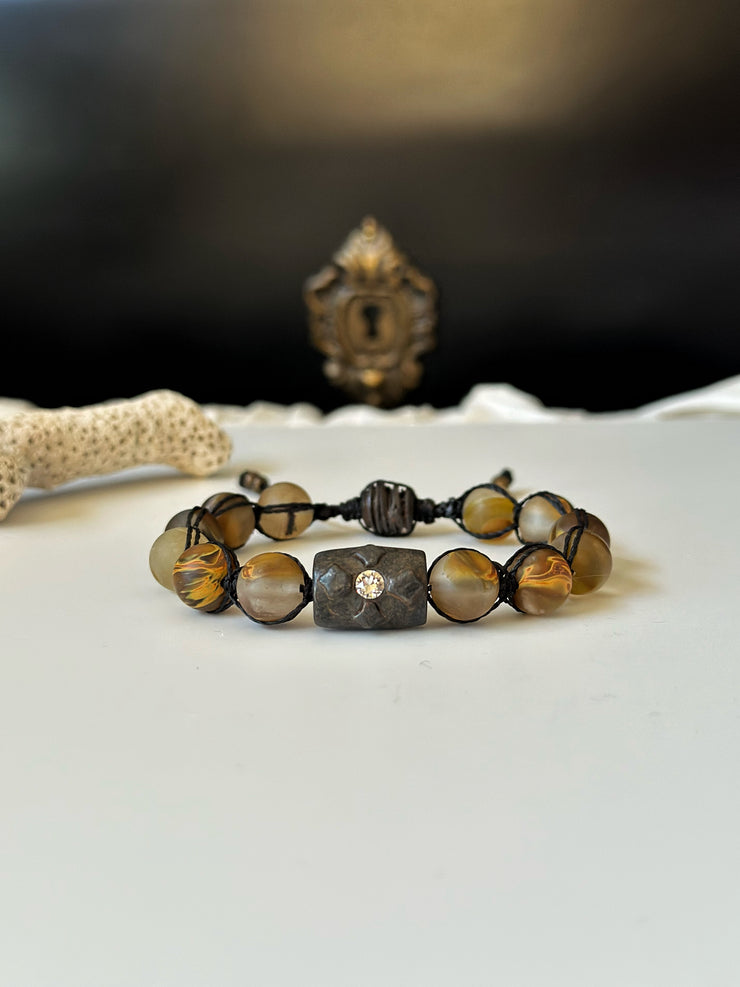 Metal and Natural Stone Bracelet