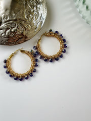 Duo Chrome Royal Blue Hoops Hand Wrapped Large