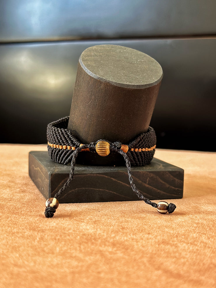 Mens Macrame Cuff with Matte Tigers Eye