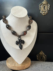 Agate Skull Dagger Necklace