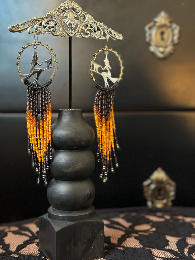 Spooky Season Macrame Beaded Fringe Earrings