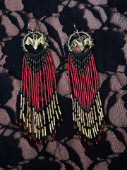 Spooky Bat Beaded Finge Earrings