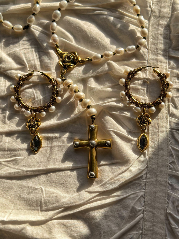 Hand Knotted Fresh Water Pearl Rosary Set