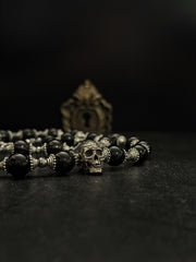 Black Onyx Silver Skull Necklace