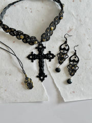 Medieval Gothic Macrame Cross Set