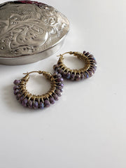 Gold Plated Stainless Steel Medium Hoops Lavender