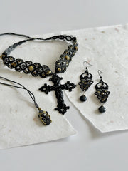 Medieval Gothic Macrame Cross Set