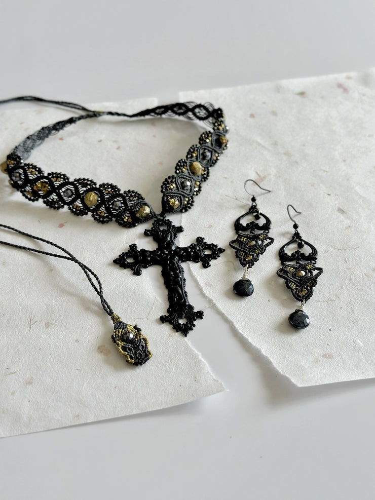 Medieval Gothic Macrame Cross Set