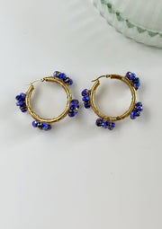 Royal Blue Duo Chrome Flower Hoops