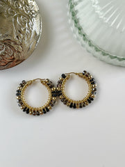 Duo Chrome Black Silver and Gold Large Hoops