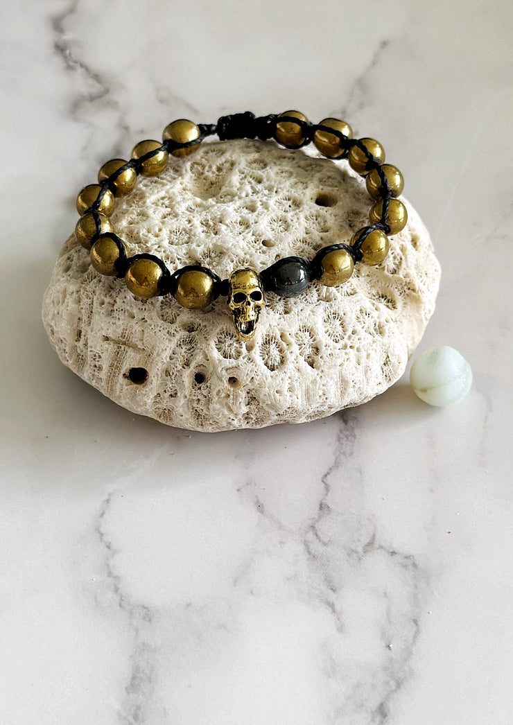 Hematite Skull Bracelet