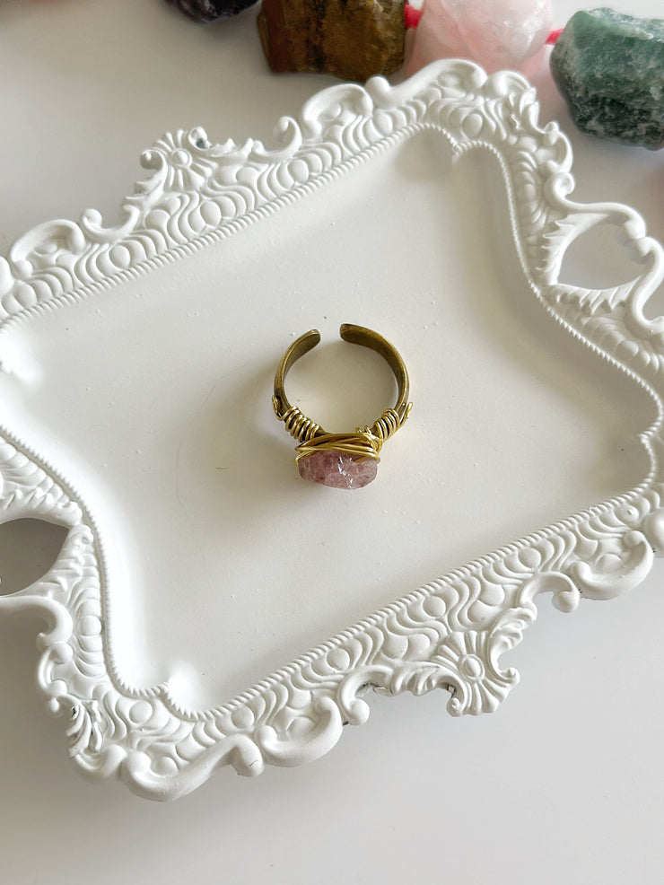 Strawberry Quartz Brass Ring