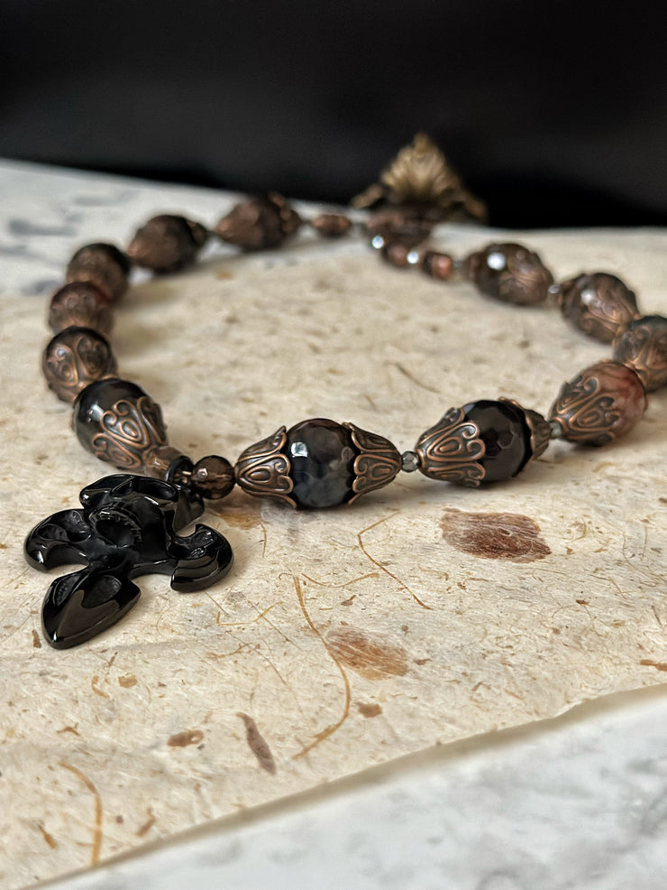 Agate Skull Dagger Necklace