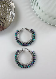 Duo Chrome Blue Purple and Green Large Hoops