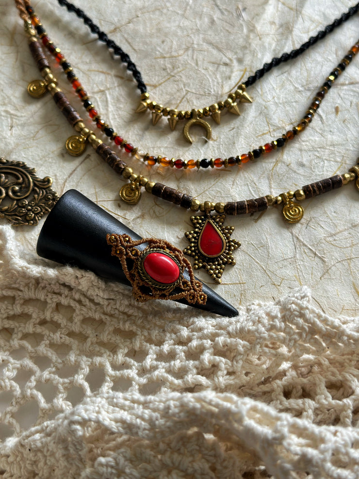 Dark Boho Ethnic Layered Necklace