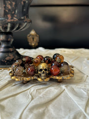 Red Agate Bronze Skull Necklace