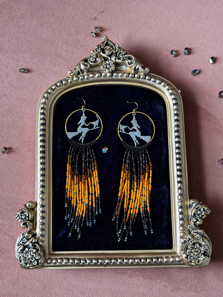 Spooky Season Beaded Fringe Earrings