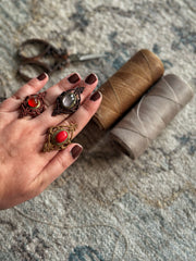 Red Onyx Macrame Ring