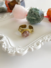 Strawberry Quartz Brass Ring