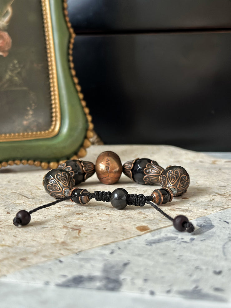 Antique Copper Skull Bracelet