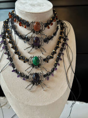 Amethyst Spider and Iolite Macrame Choker