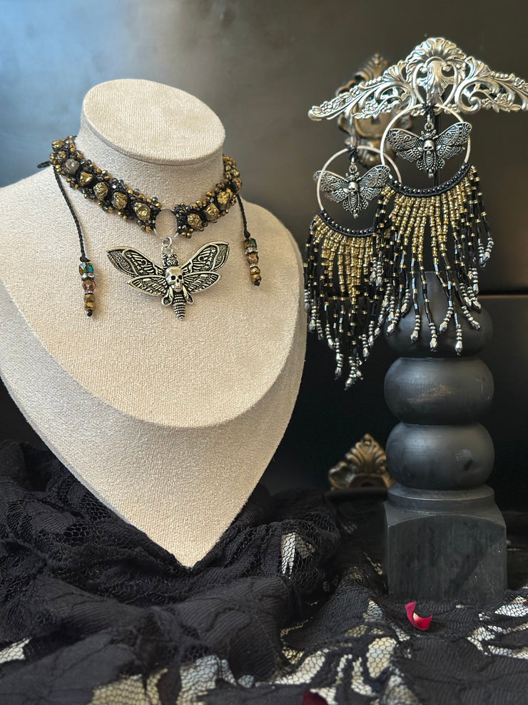 Night Moth Raw Druzy Crystal Choker