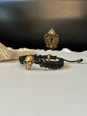 Skull Double Beaded Agate Bracelet