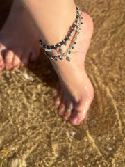 Black Tourmilinated Quartz Skull Anklet