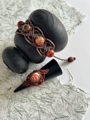 Red Jasper Macrame Ring