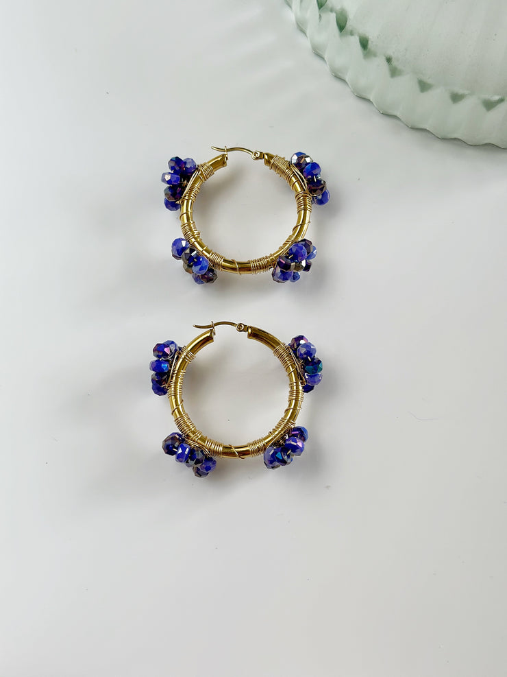 Royal Blue Duo Chrome Flower Hoops