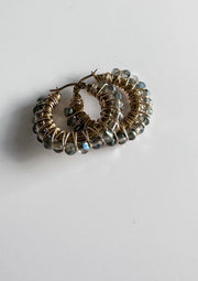 Gold Plated Stainless Steel Medium Hoops Aquamarine