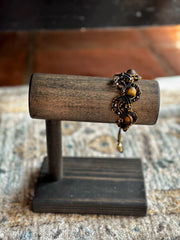 Tigers Eye Beaded Adjustable Macrame Cuff