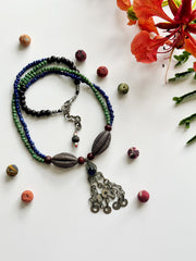 Ethnic Beaded Necklace with Vintage Afghani Pendant