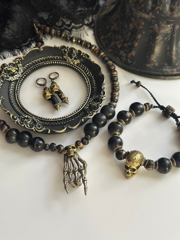 Antique Bronze Skull and Bone Huggies