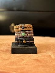 Mens Macrame Cuff with Matte Tigers Eye