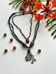 Ethnic Beaded Necklace with Vintage Afghani Pendant