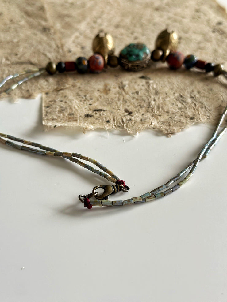 Ethnic Brass Bell Necklace