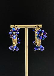 Royal Blue Duo Chrome Flower Hoops