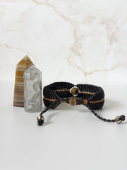 Mens Macrame Cuff with Matte Tigers Eye