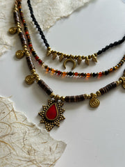Dark Boho Ethnic Layered Necklace