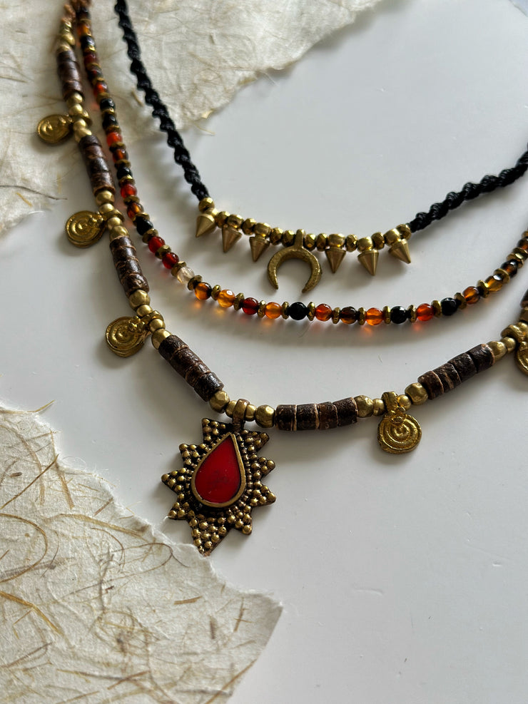 Dark Boho Ethnic Layered Necklace