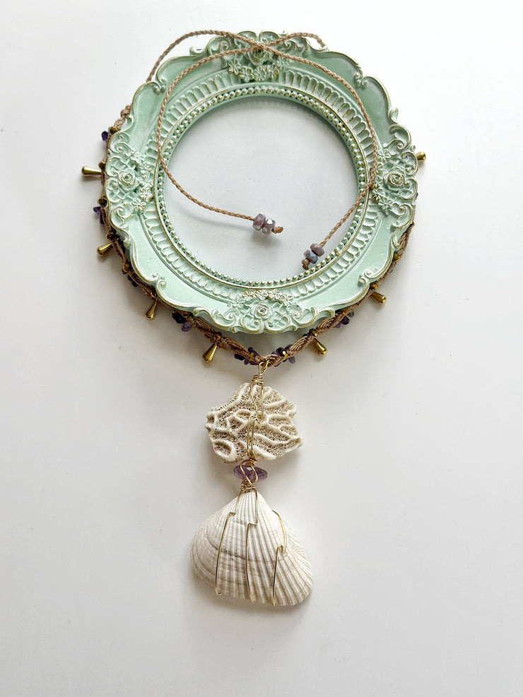 Natural Seashell and Amethyst Choker