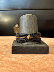 Mens Macrame Cuff with Matte Tigers Eye