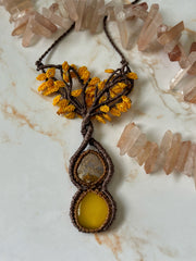 Agate and Yellow Onyx Tree of Life Necklace