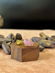 Pink Titanium Quartz Brass Ring