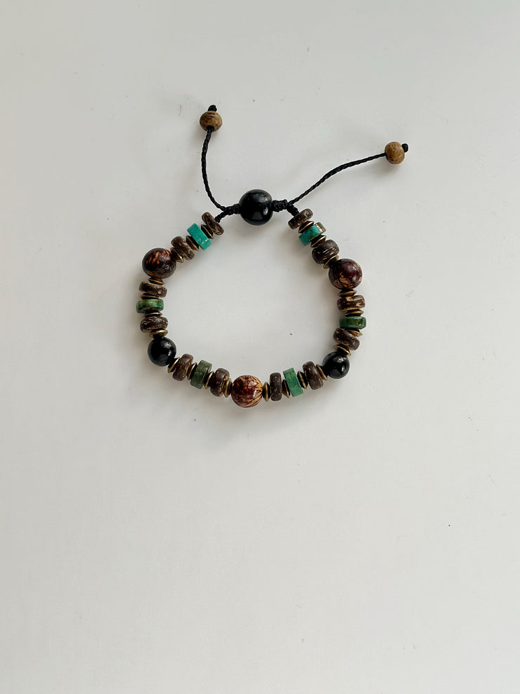 Açaí Seed Turquoise and Coconut Bead Bracelet